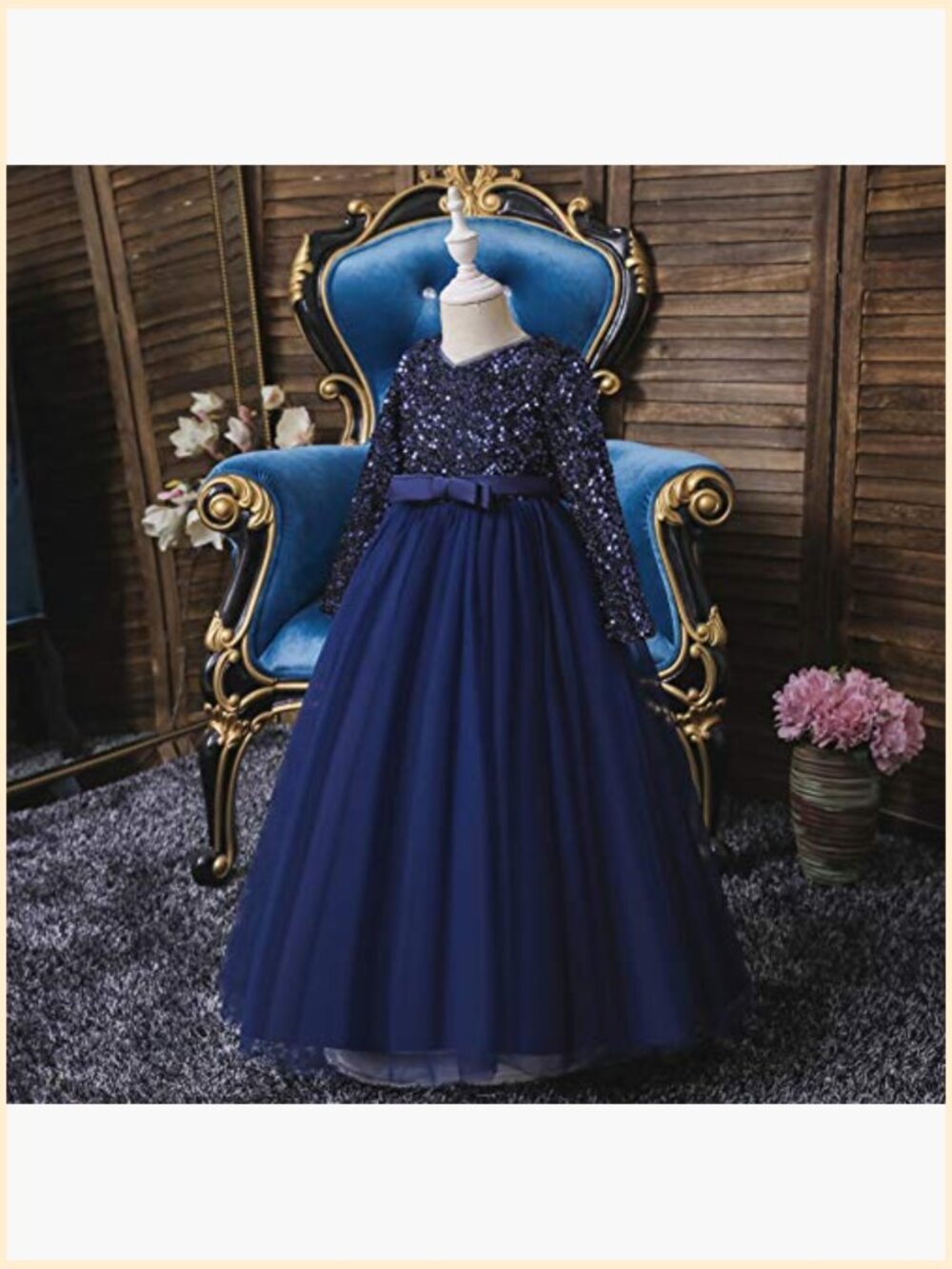 Lace Princess Long Gown with Embroidery Patchwork Tulle Full-Length Formal - Picture 2 of 6